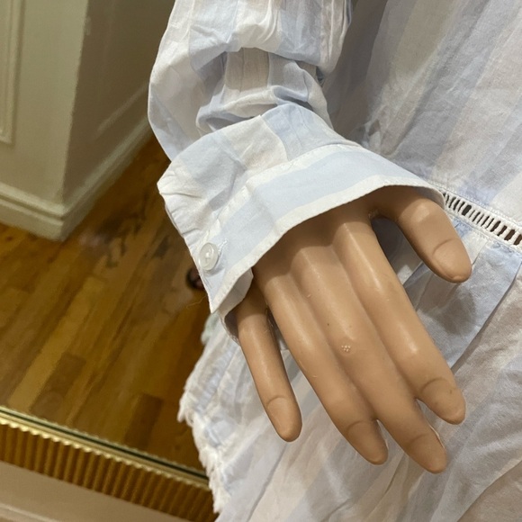 Lane Bryant White and blue Striped Blouse - Picture 4 of 13